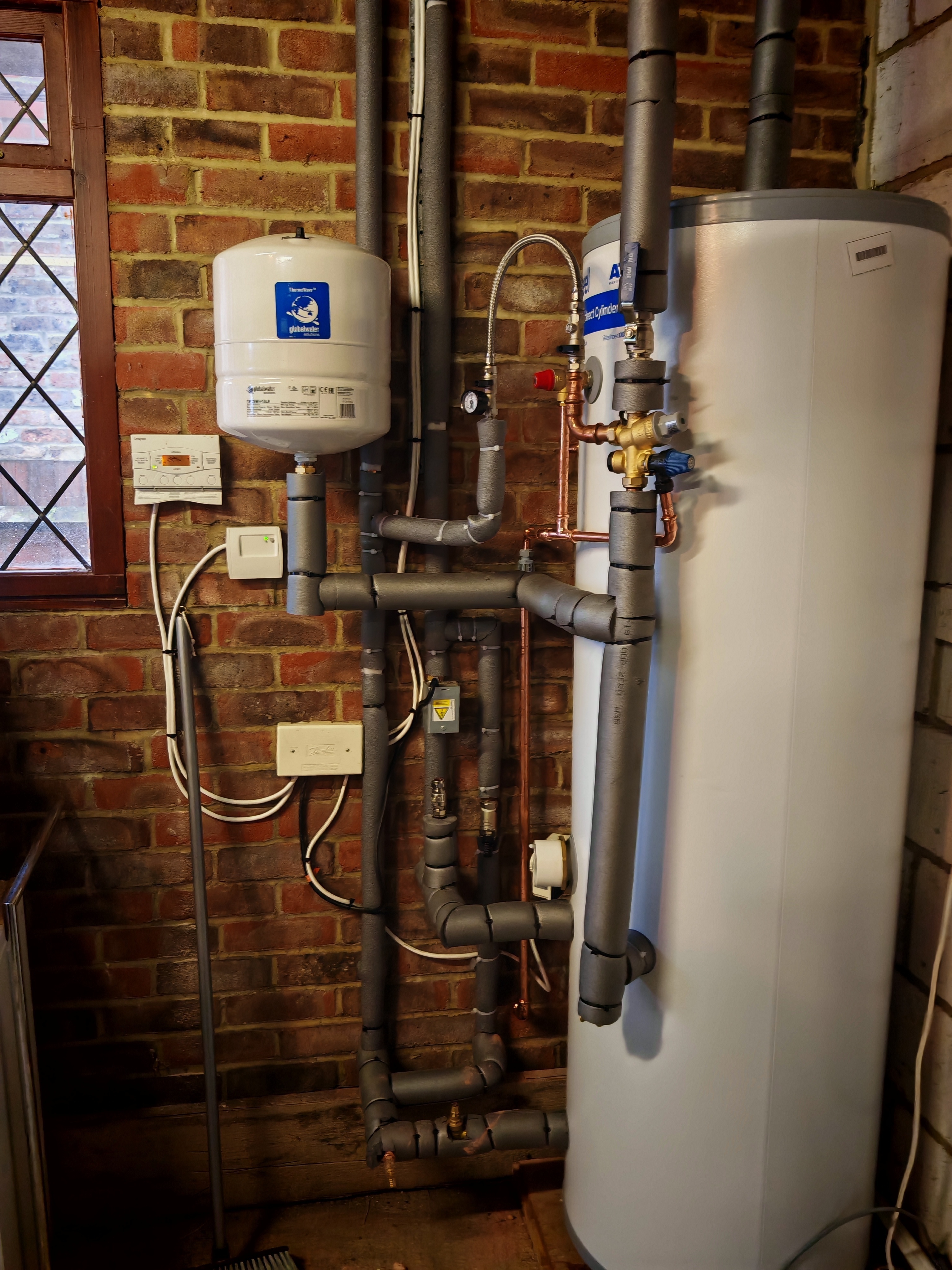 Boiler and cylinder pipework installation