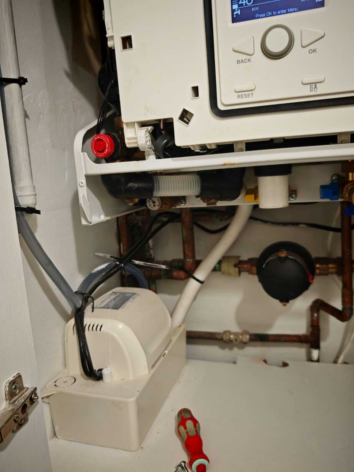 Boiler pipework and service access detail