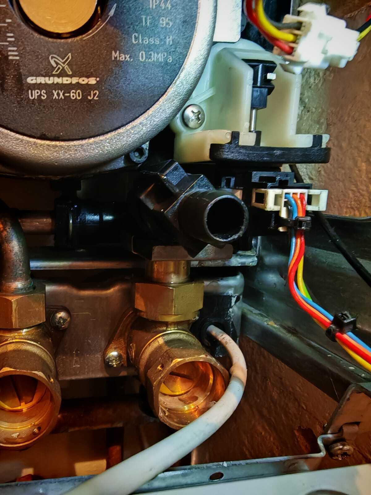 Boiler component and copper pipework close-up