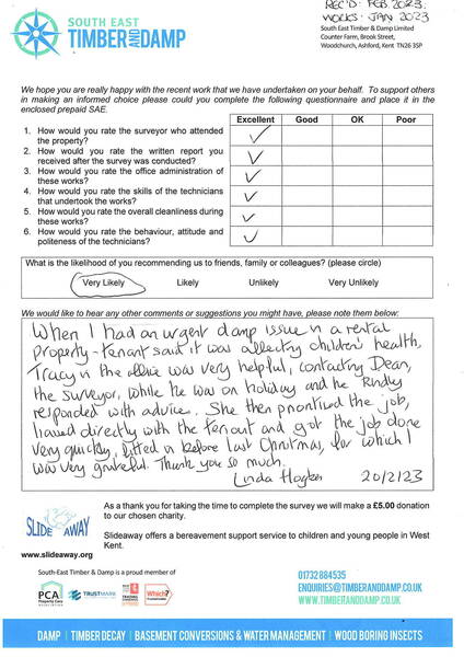 1222 Feedback Feb 2023 - Damp Works Littlestone Jan 2023.JPG